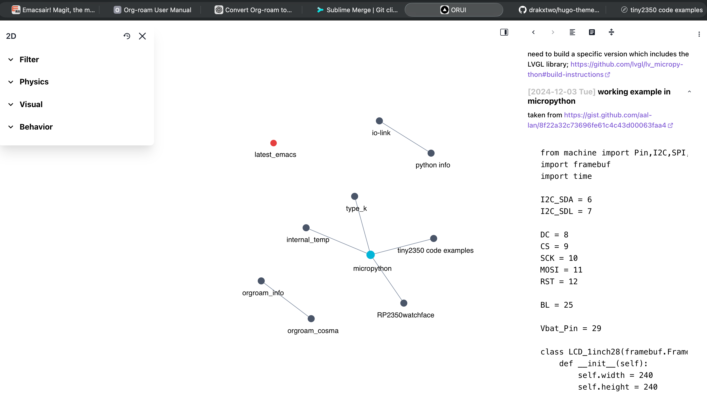 Figure 1: Org-roam-ui screenshot